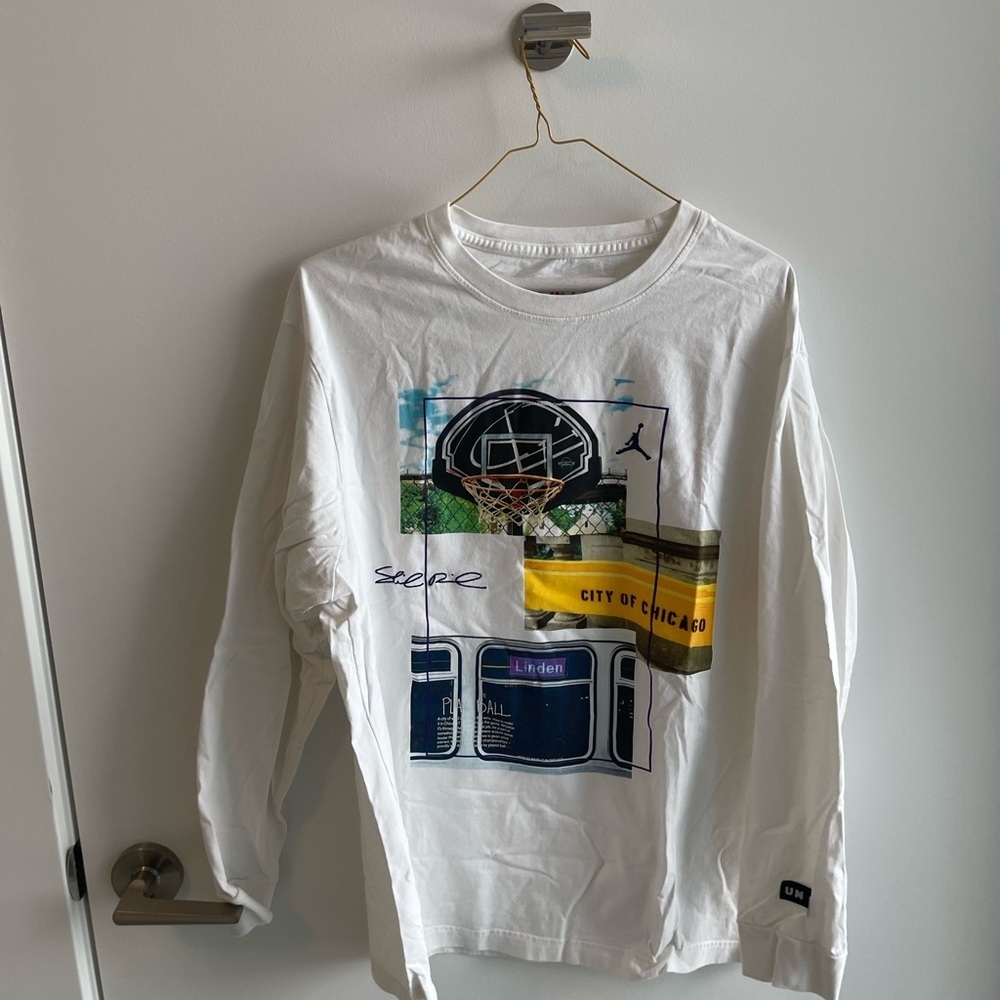 Jordan Chicago White Long Sleeve Graphic Tee